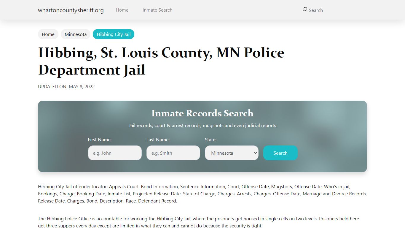 Hibbing, MN City Jail Inmates, Arrests